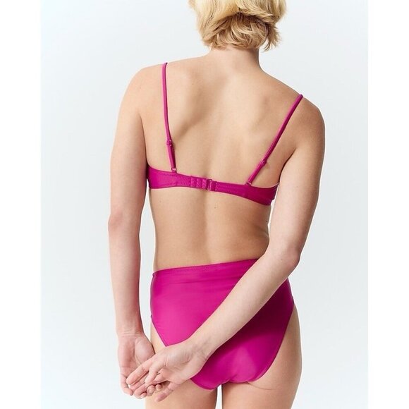 J Crew Womens Hallie Bikini Bottom Sz 2X Radiant Fuchsia Pink High Waist $59 - Picture 2 of 3